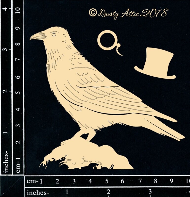Dusty Attic - Chipboard - Halloween - Raven with Top Hat