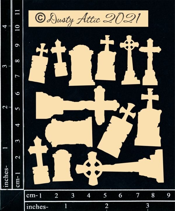 Dusty Attic - Chipboard - Halloween - Mini Headstones