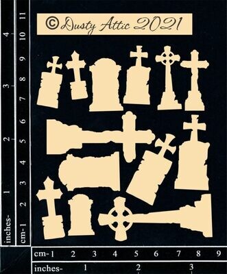 Dusty Attic - Chipboard - Halloween - Mini Headstones
