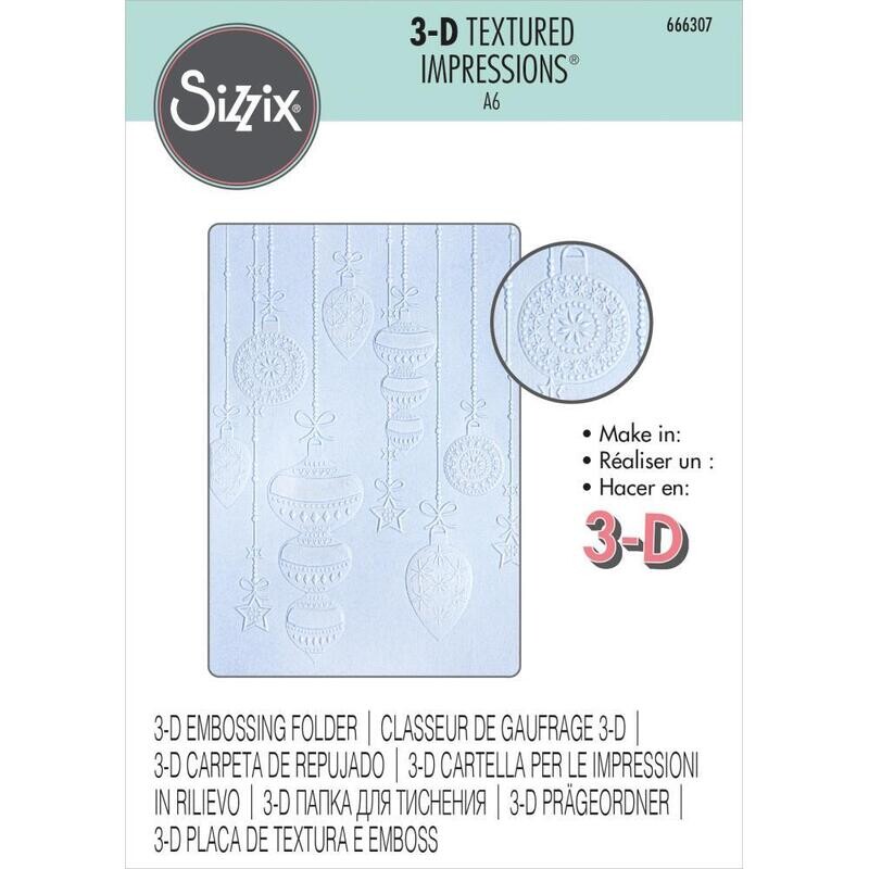 Sizzix - A6 3D Textured Impressions Embossing Folder - Sparkly Ornaments