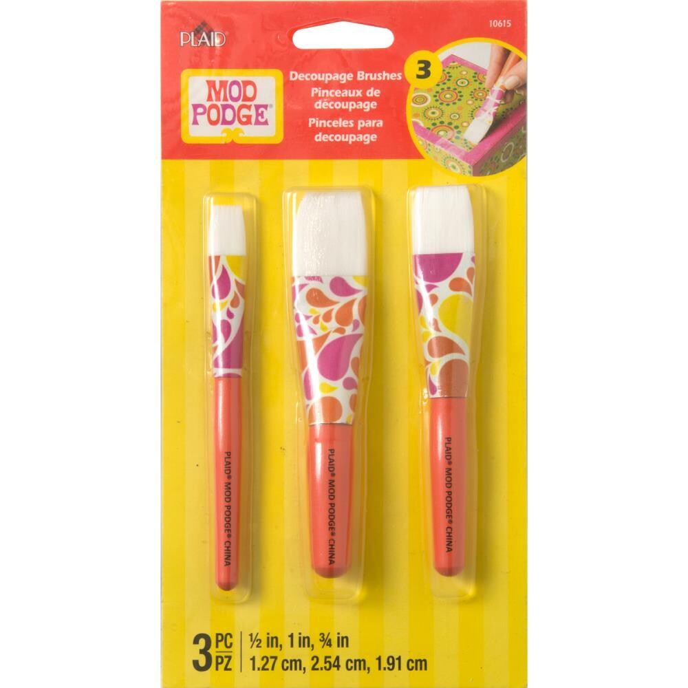 Plaid - Mod Podge - Decoupage Brushes - 3pk