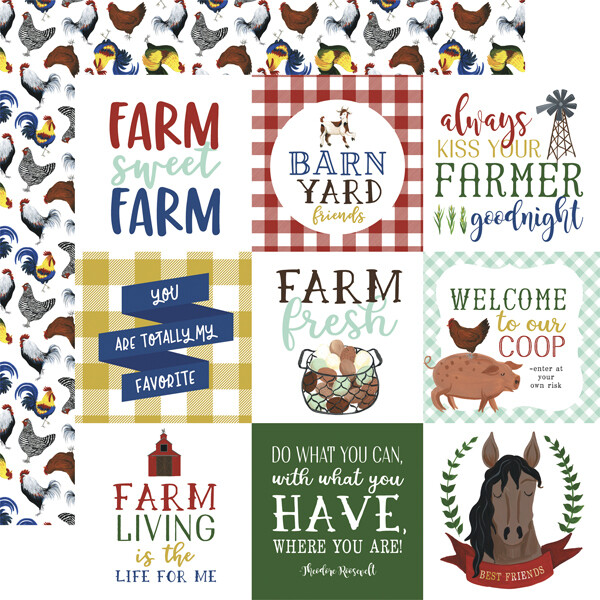Echo Park - Down on the Farm - 12&quot;x12&quot; Double-sided Paper - 4&quot;x4&quot; Journalling Cards