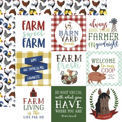 Echo Park - Down on the Farm - 12"x12" Double-sided Paper - 4"x4" Journalling Cards