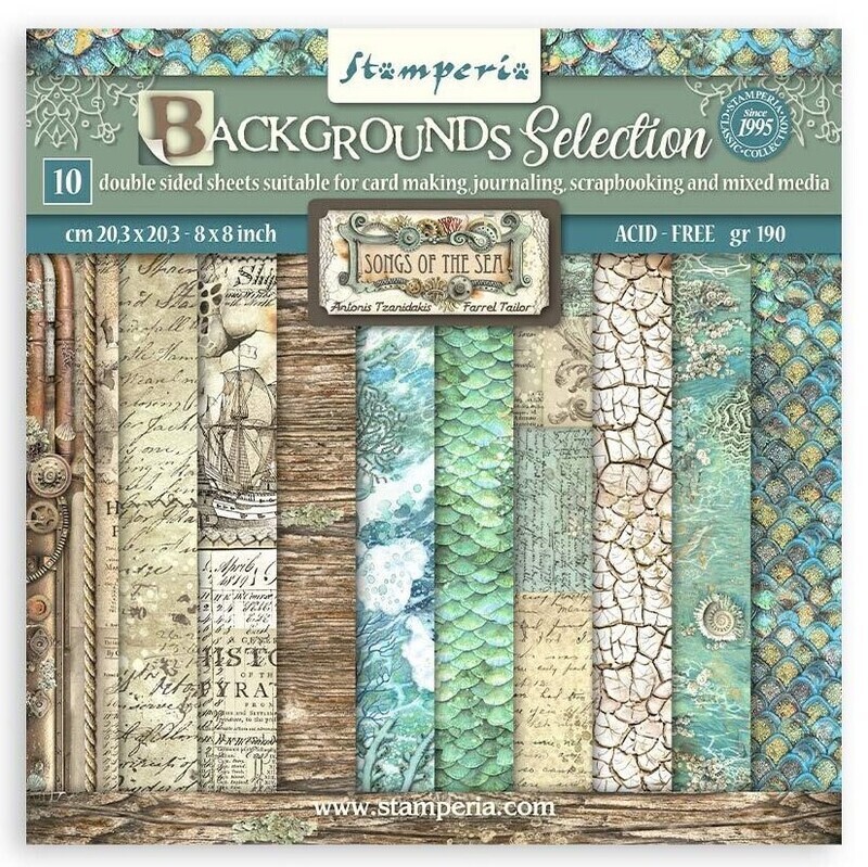 Stamperia - Songs of the Sea - 8&quot;x8&quot; Double-sided Background Paper Pad