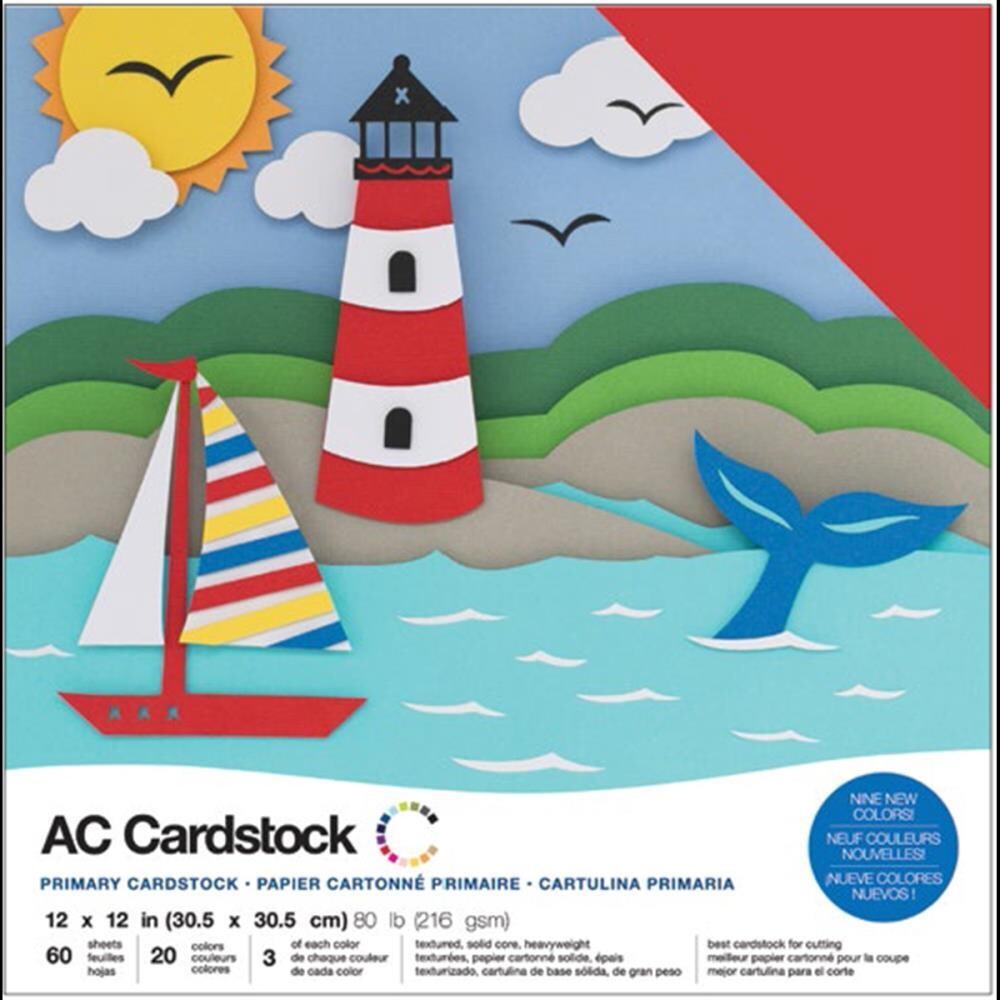 American Crafts - 12&quot;x12&quot; Cardstock - Primaries
