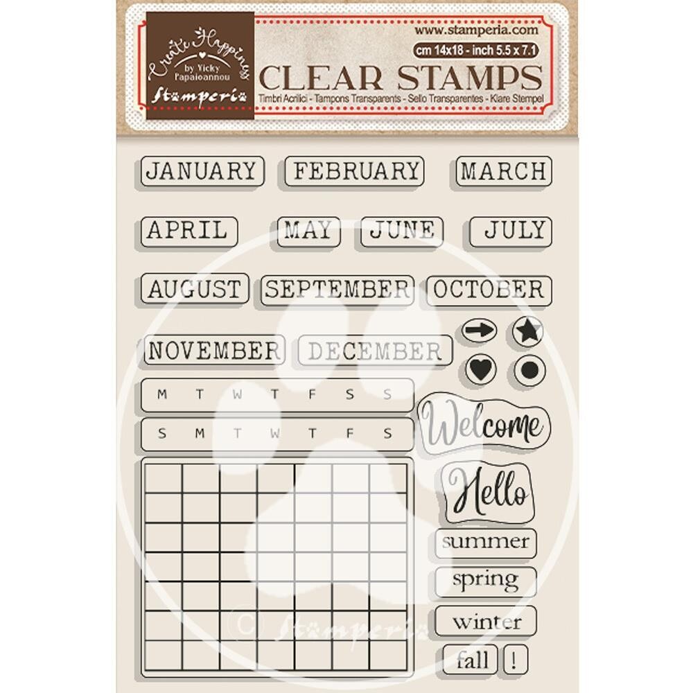 Stamperia - Clear Stamp - Create Happiness -  Monthly Calendar