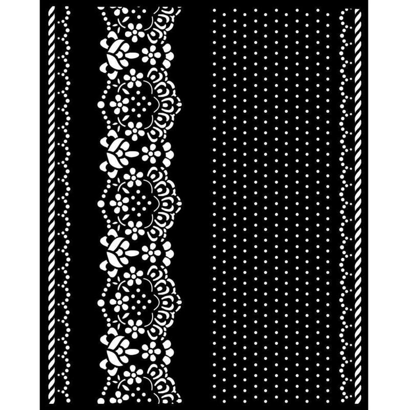 Stamperia - 7.87&quot; x 9.84&quot; Stencil - Sunflower Art - Border and Lace