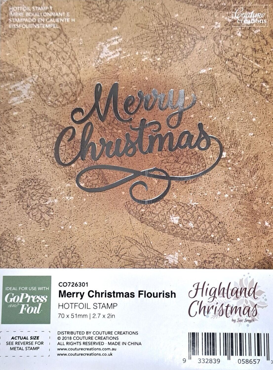 Couture Creations - Christmas Hot Foil Stamp/Die - Merry Christmas Flourish