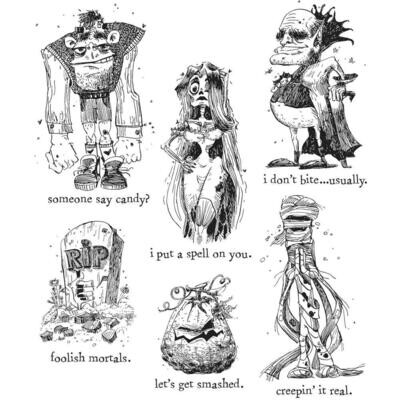Stampers Anonymous - Tim Holtz - Cling Mount Stamps - Monster Reunion