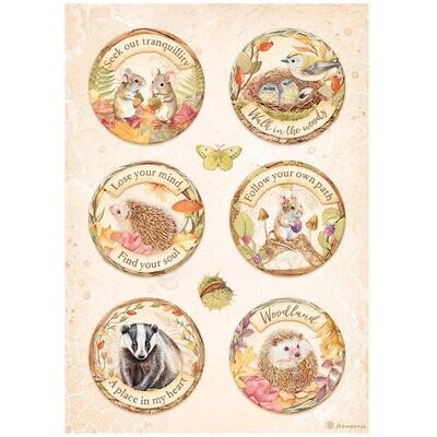 Stamperia - Woodland - A4 Rice Paper - Rounds
