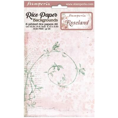 Stamperia - Roseland - A6 Rice Paper Backgrounds - 8 Sheets