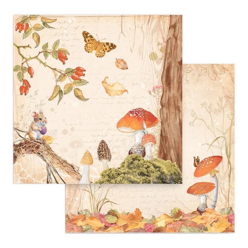 Stamperia - Woodland - 12&quot; x 12&quot; Double-sided Paper - Mushrooms