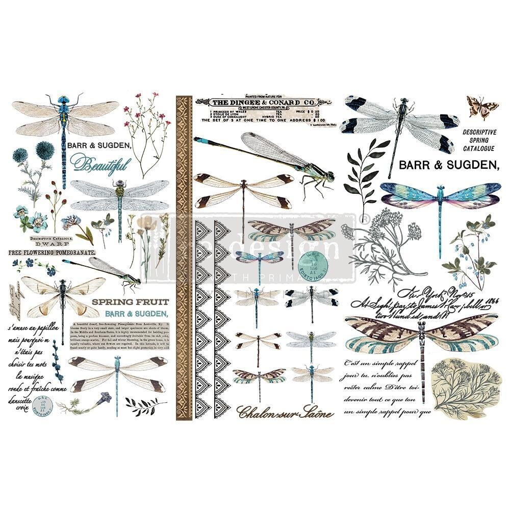 Prima Marketing - 6&quot;x12&quot; Decor Transfers - Spring Dragonfly