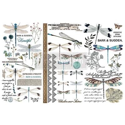 Prima Marketing - 6&quot;x12&quot; Decor Transfers - Spring Dragonfly