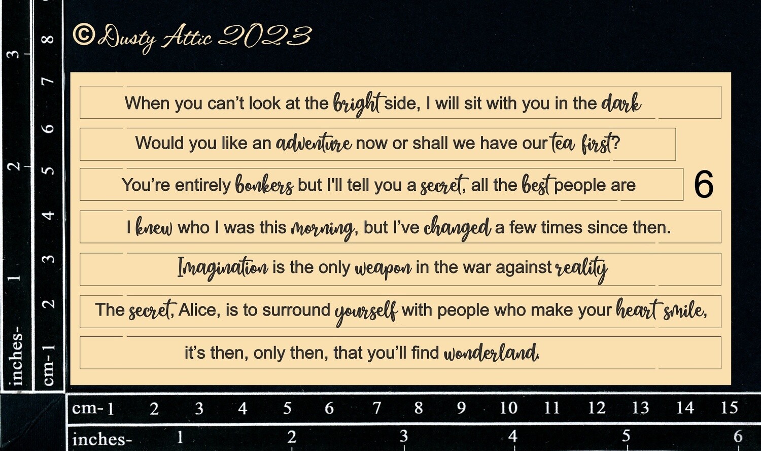 Dusty Attic - Chipboard - Alice Elements - Quoted Sentiments #6