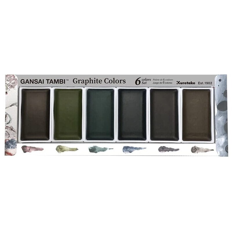 Kuretake Gansai Tambi - Watercolours -  6 Colours set - Graphite