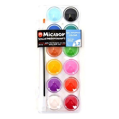 Micador - Watercolour - Stylist Palette - Set of 12 colours