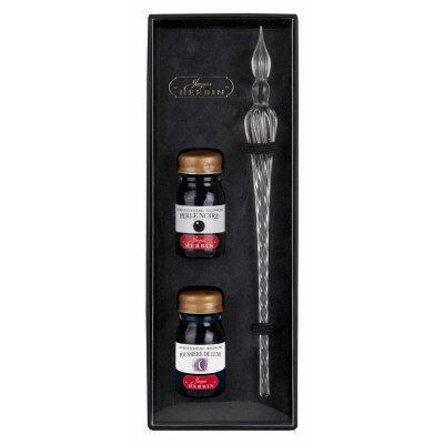 Herbin - Round Glass Pen and Ink set - Transparent