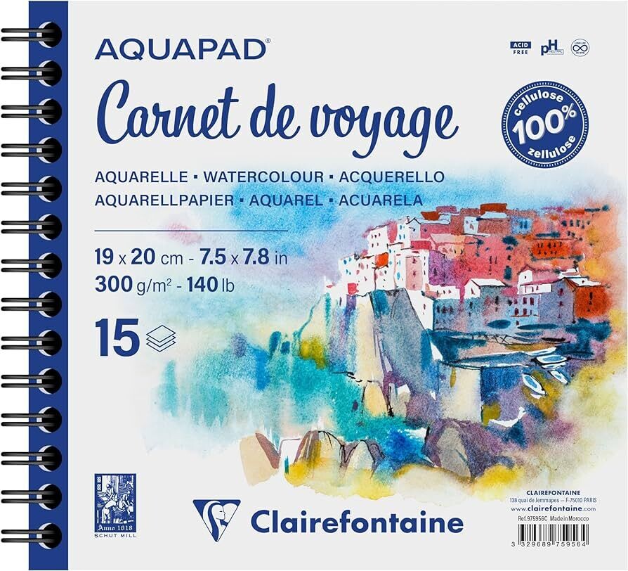 Clairefontaine - Aquapad - Spiral Bound Watercolour  -19 x 20cm
