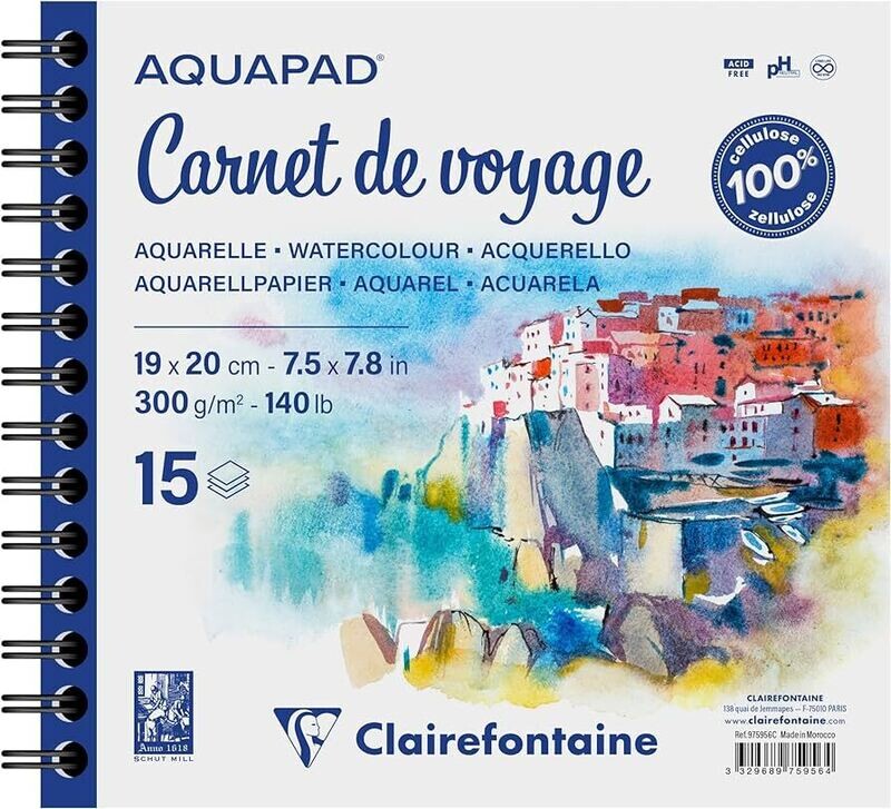 Clairefontaine - Aquapad - Spiral Bound Watercolour  -19 x 20cm