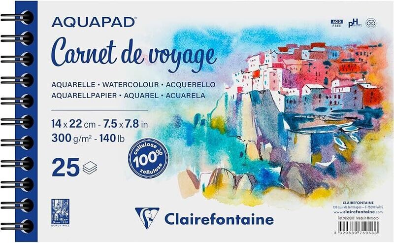 Clairefontaine - Aquapad - Spiral Bound Watercolour  - 14x22cm