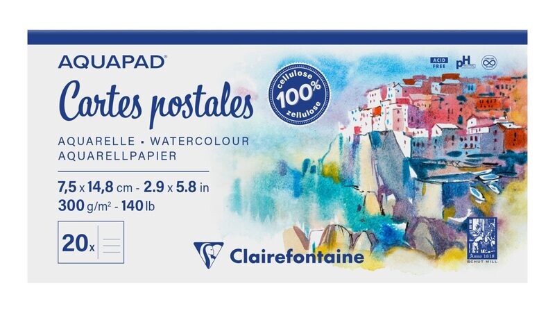 Clairefontaine - Aquapad - Glued postcards -Watercolour Pad - 7.5x 14.8