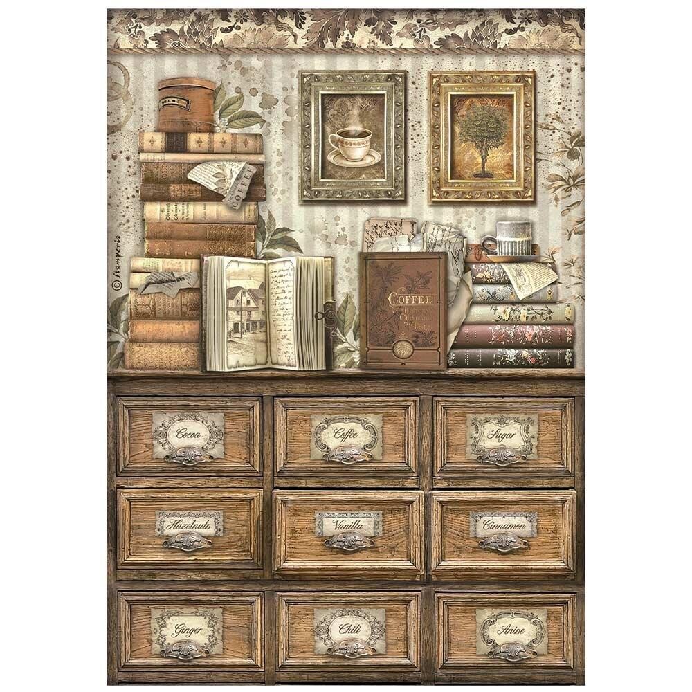 Stamperia - Coffee and Chocolate - A4 Rice Paper - Books
