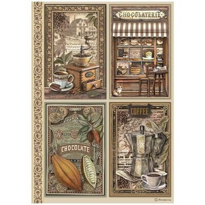 Stamperia - Coffee and Chocolate - A4 Rice Paper - 4 Cards