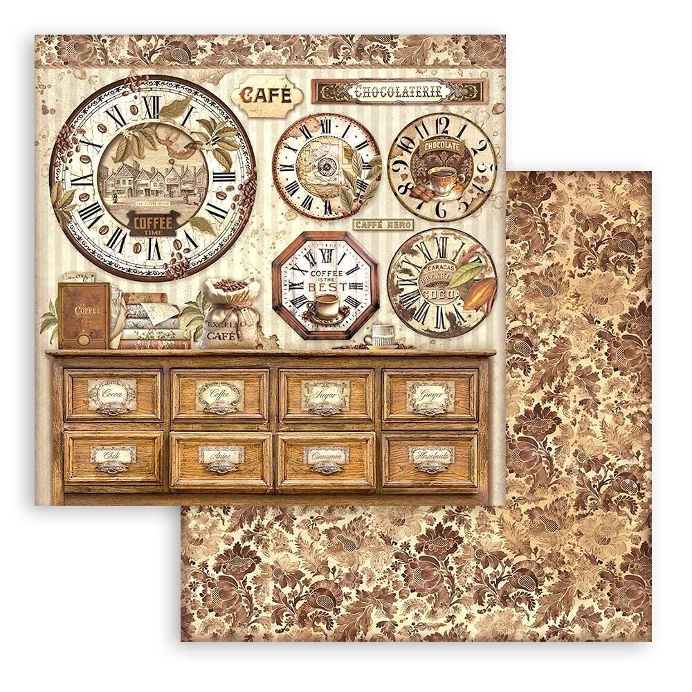Stamperia - Coffee and Chocolate - 12&quot;x12&quot; Double-sided Paper - Clocks