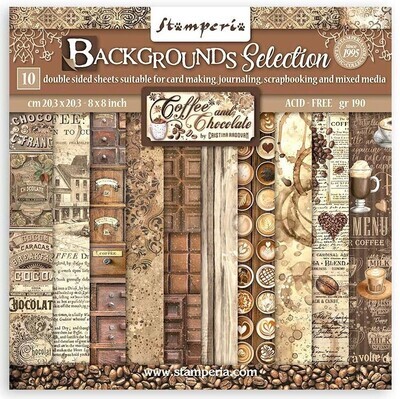 Stamperia - Coffee and Chocolate - 8&quot;x8&quot; Double-sided Background Paper Pad