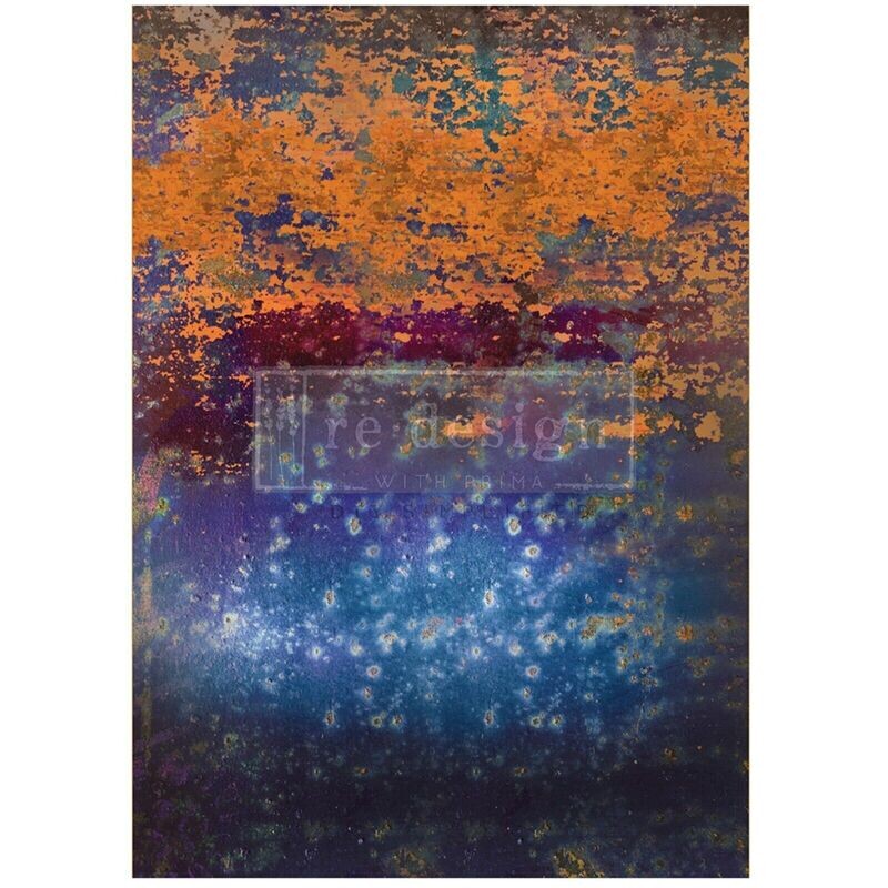 Prima Marketing - Re-Design - A1 Decoupage Fiber Paper - Rustic Blue Rust