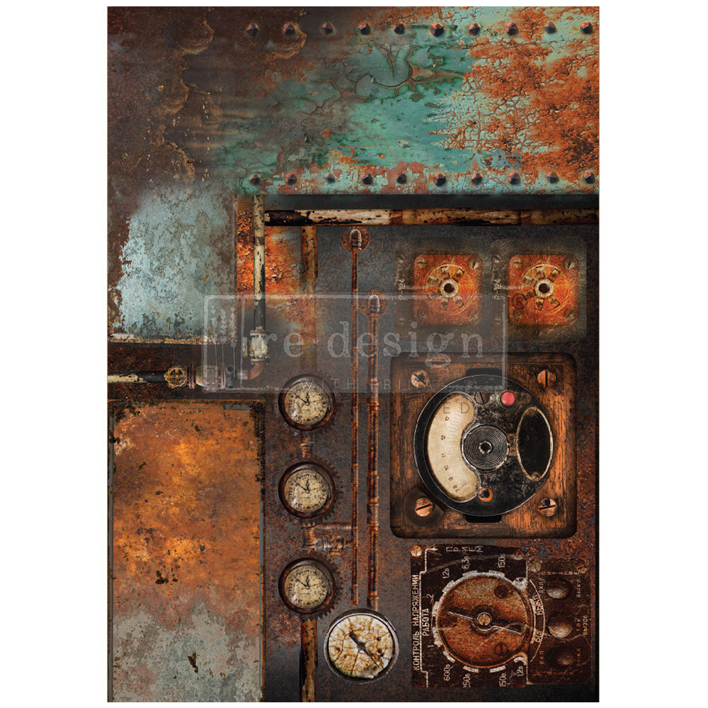 Prima Marketing - Re-Design - A1 Decoupage Fiber Paper - Aged Machinery Elegance