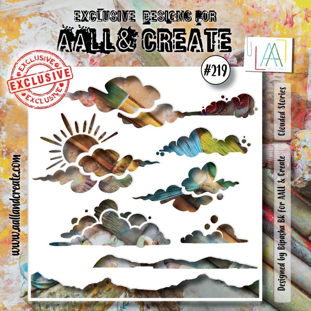 AALL &amp; Create - 6&quot;×6&quot; Stencil - Clouded Stories - #219