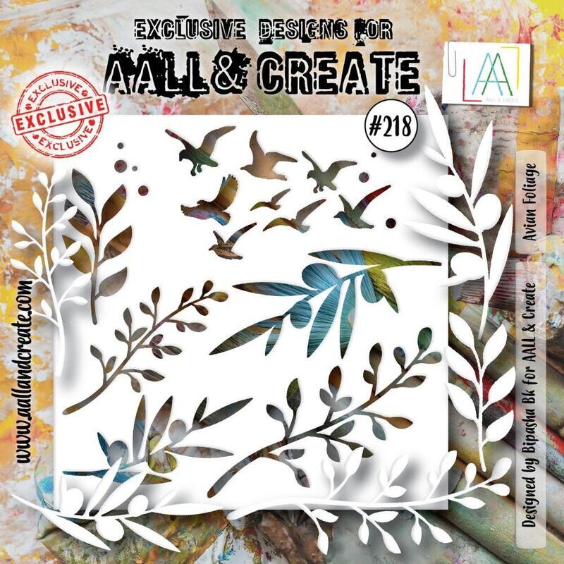 AALL &amp; Create - 6&quot;×6&quot; Stencil - Avian Foliage - #218