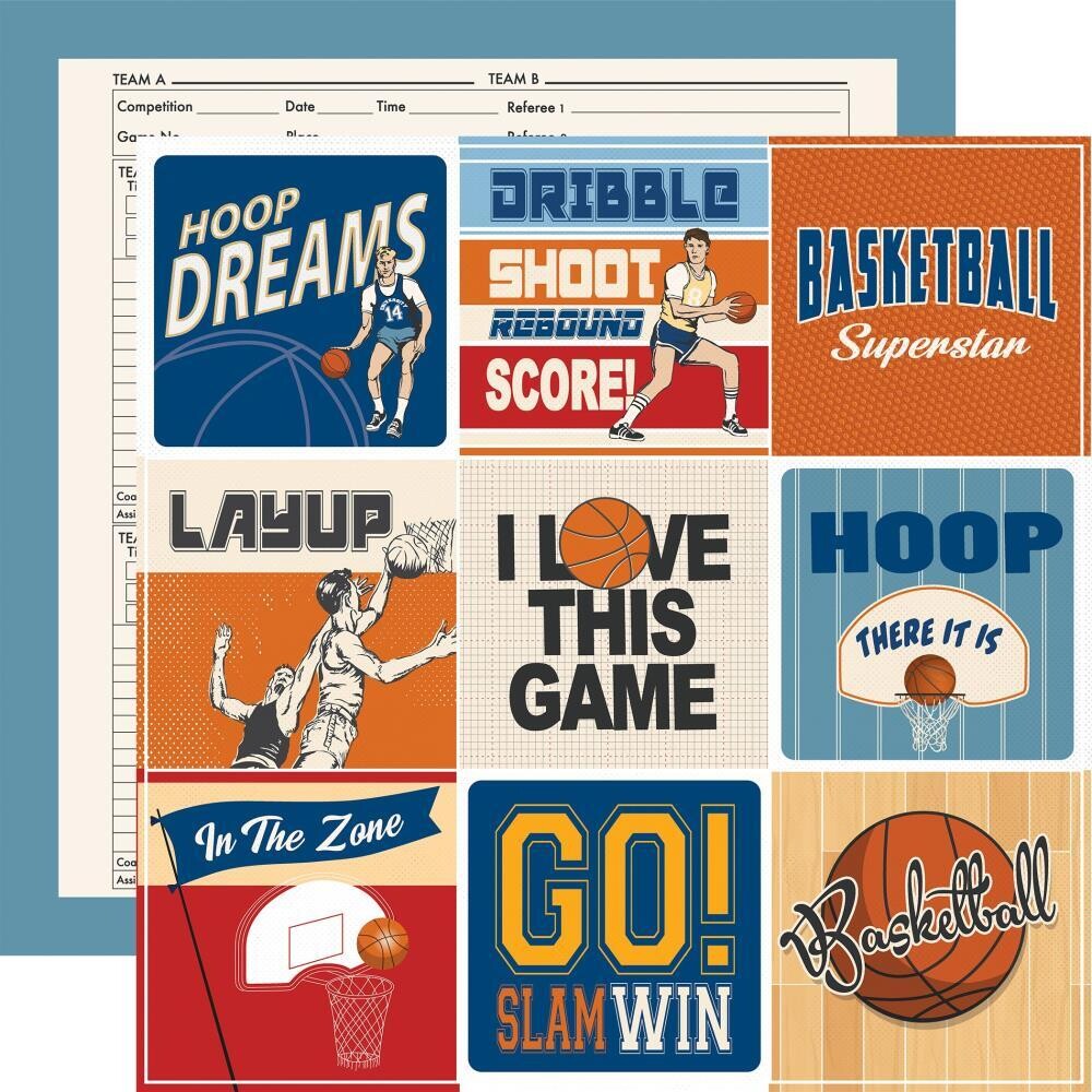 Carta Bella - Slam Dunk -12&quot;x12&quot; Double-sided Paper - 4&quot;x4&quot; Cards