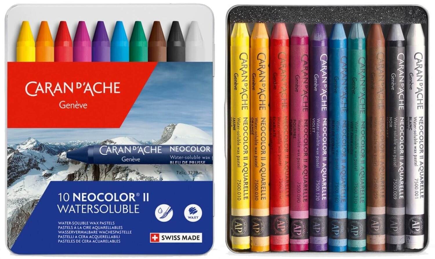 Caran d&#39;Ache - Neo Colour II - Watersoluble Wax Pastels - Set 10