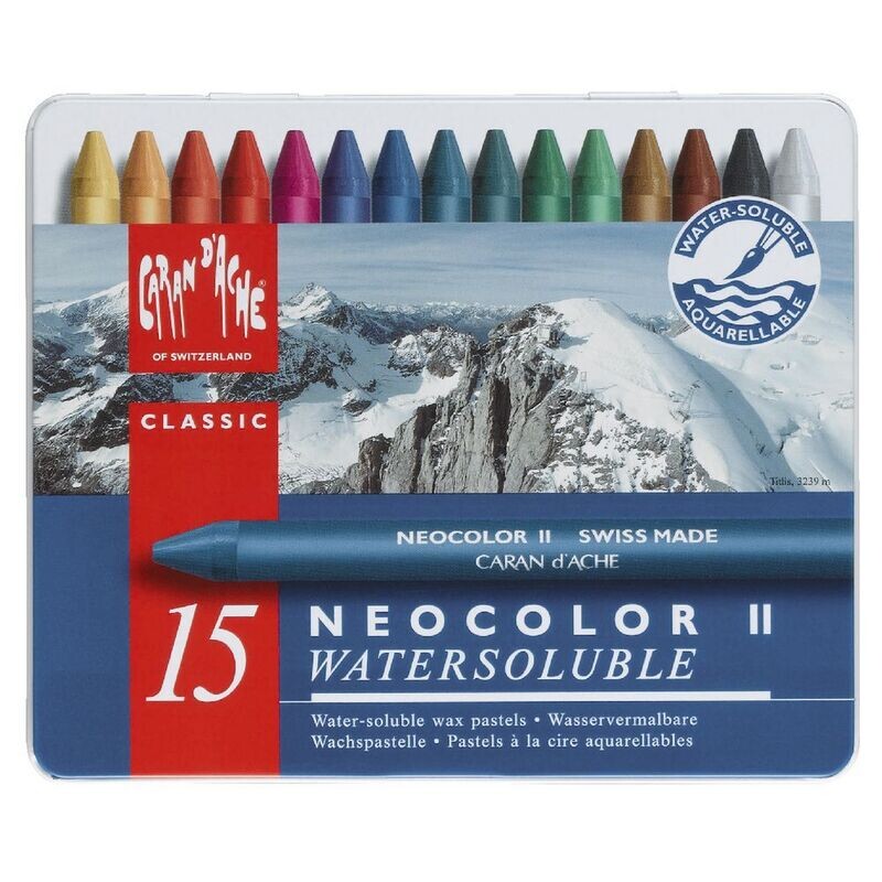 Caran d&#39;Ache - Neo Colour II Aquarelle - Watersoluble Wax Pastels - Set 15