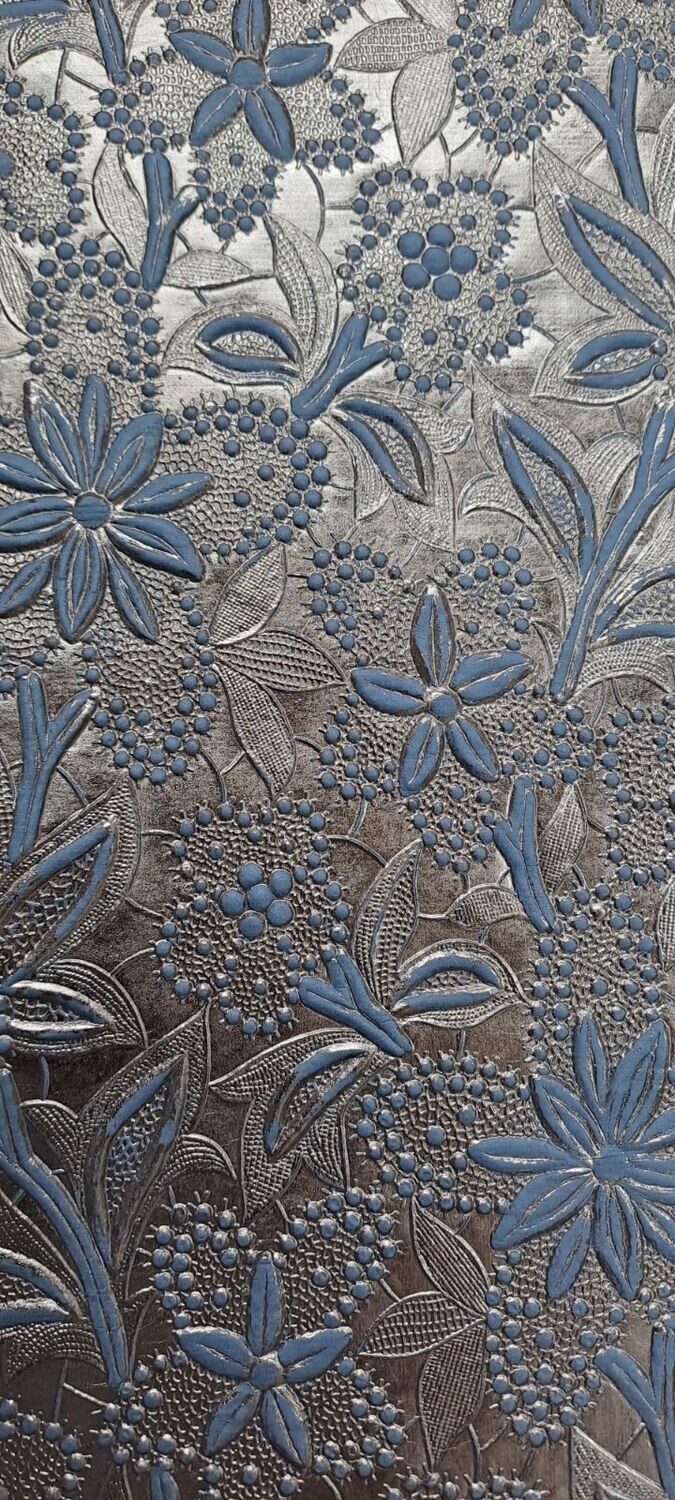 A4 Embossed Bloom Papers - 150gm - Silver over Denim