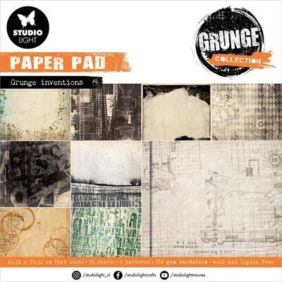 Studio Light - Grunge Collection - 8" x8" Paper Pad - Grunge Inventions