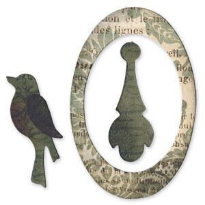Sizzix - Tim Holtz - BIGZ Dies - Oval Frame, Bird &amp; Pendant
