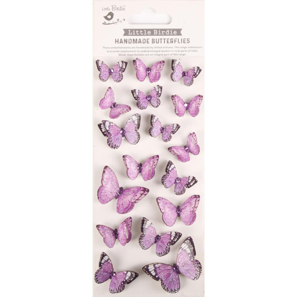 Little Birdie - 3D Jewel Butterflies - Pastel Purple