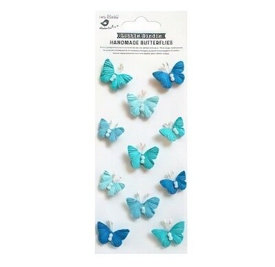 Little Birdie - Pearl Sticker Embellishment Butterflies - Aqua Medley