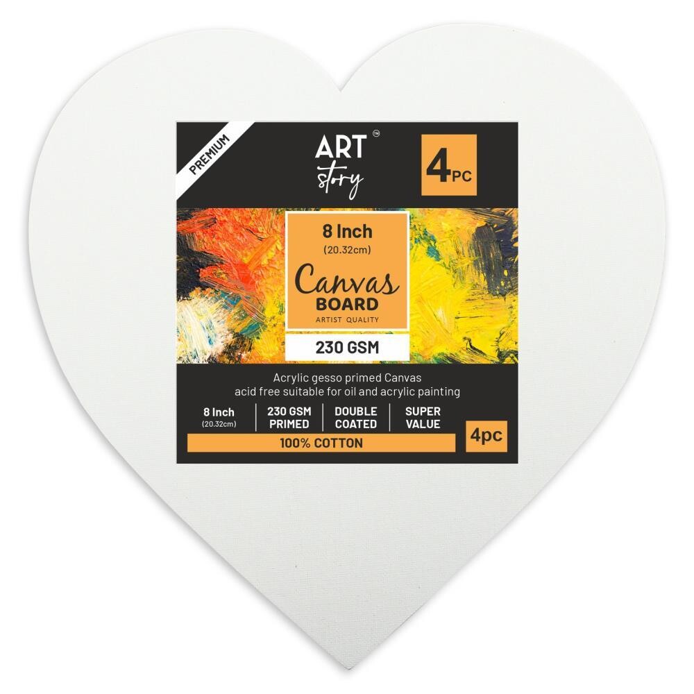 Little Birdie - 8&quot; Canvas Board Heart - 2mm thick - 4 pk