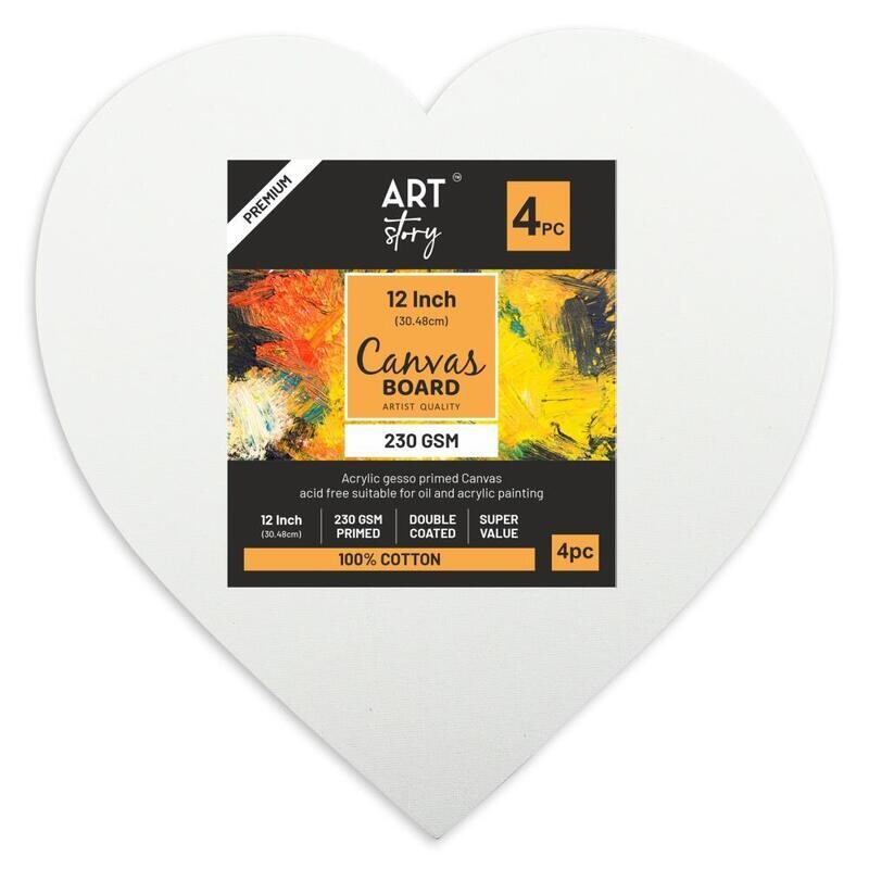 Little Birdie - 12&quot; Canvas Board Heart - 2mm thick - 4 pk