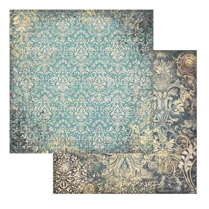 Stamperia - Sir Vagabond in Fantasy World - 12&quot;x12&quot; Double-Sided Paper Sheet - Turquoise Wallpaper
