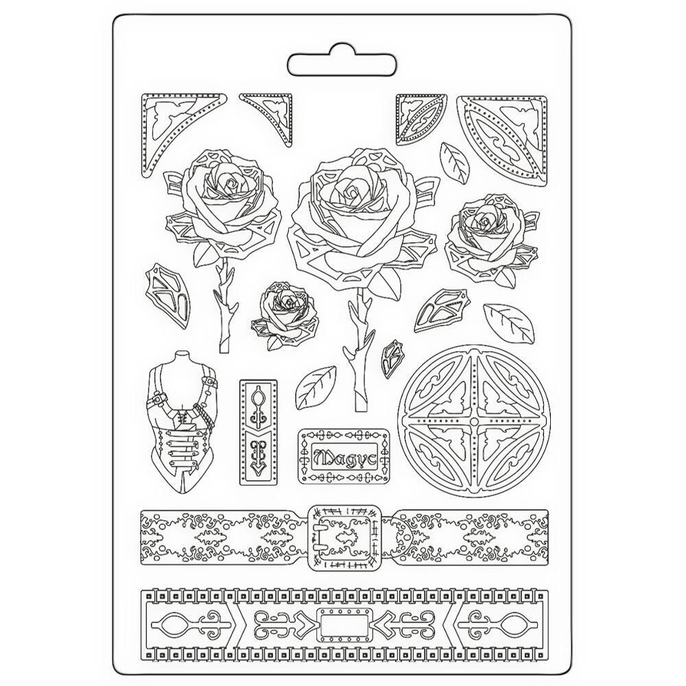 Stamperia - Sir Vagabond in Fantasy World - A4 Soft Mould - Mechanical Rose