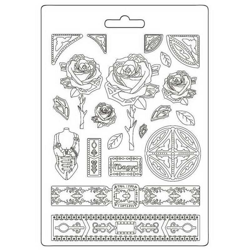 Stamperia - Sir Vagabond in Fantasy World - A4 Soft Mould - Mechanical Rose
