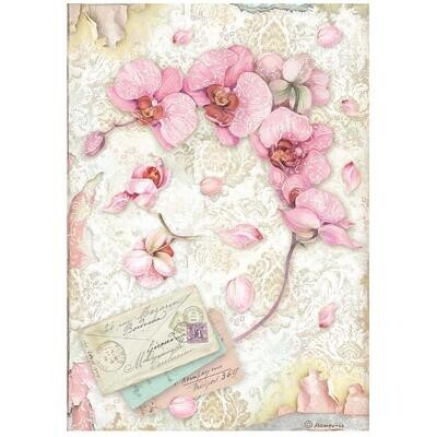 Stamperia - Orchids and Cats - A4 Rice Paper - Pink Orchid