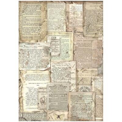 Stamperia - Vintage Library - A4 Rice Paper - Book Pages