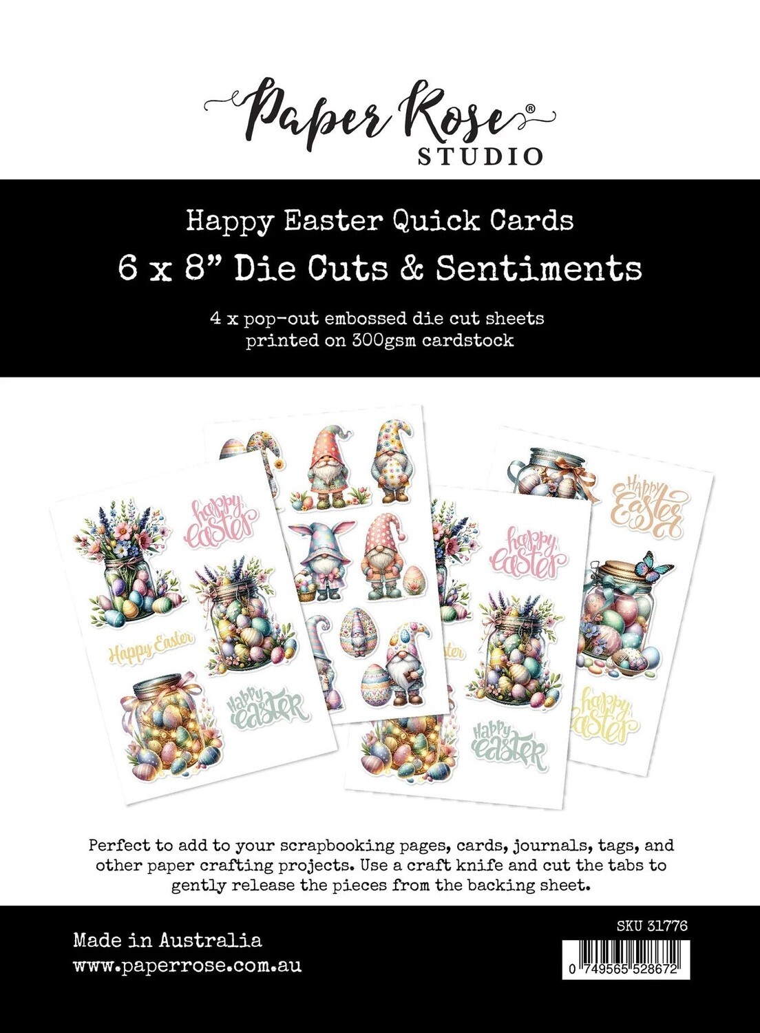 Paper Rose - 6&quot;x8&quot; Happy Easter Die Cut Pack
